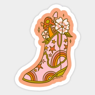 Flower Cowboy Boot Sticker